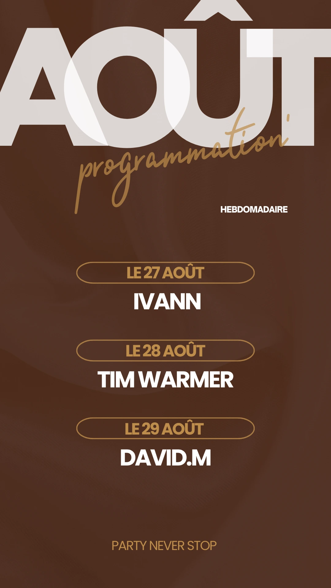 27, 28 et 29 Août